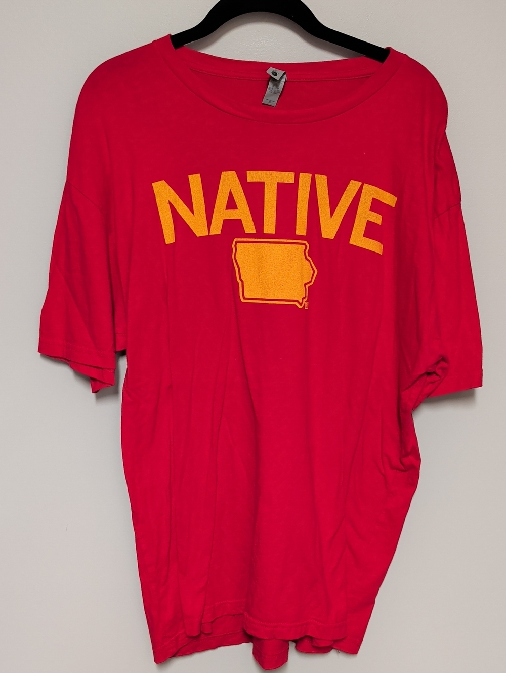 Next Level Apparel Iowa Native Red Crewneck Tee with Gray Tag